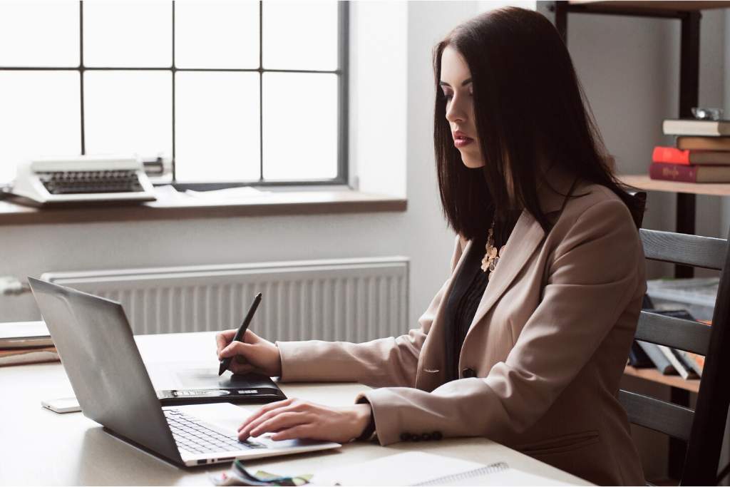 Woman editing blog posts for Senior Care Editing Services